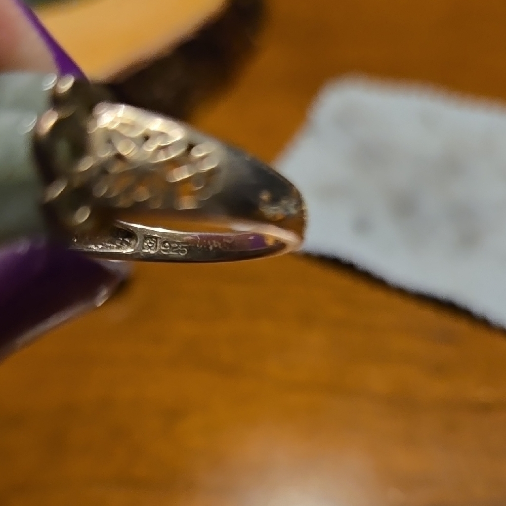 Sterling Silver Statement Ring With Pale Green Ja… - image 6